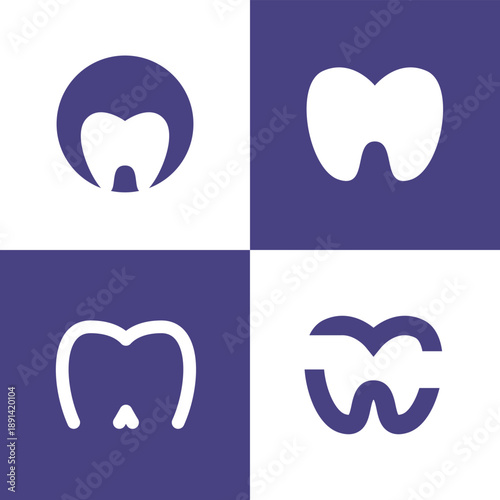 Modern Simple Dental Tooth Logo Bundle with Creative Colorful Style for Clinic, Dentist, and Medical Branding