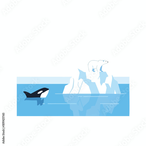 Arctic Wildlife Scene with Polar Bear and Orca