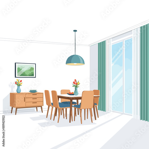 Modern Minimalist Dining Room with Natural Light