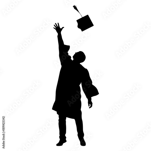Graduate tossing cap in the air celebrating achievement Vector
