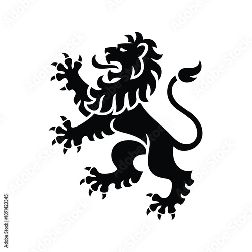 A striking black silhouette of a majestic lion in a dynamic pose