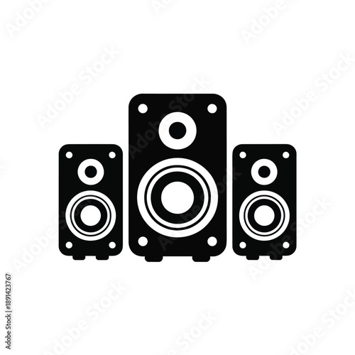 Black silhouette illustration of a three piece speaker system