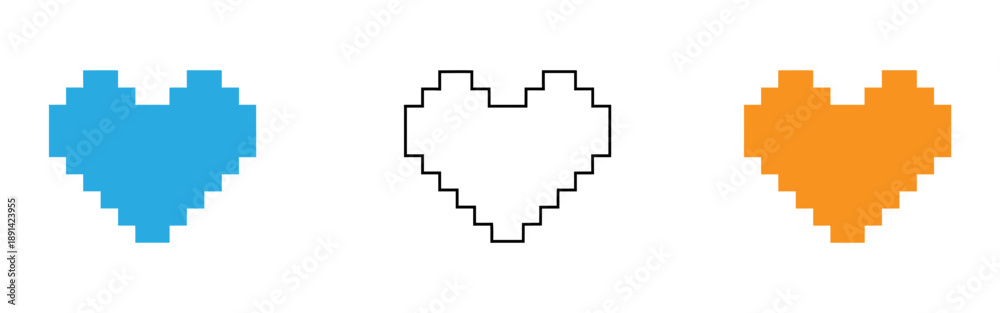 Fototapeta premium Pixel art hearts