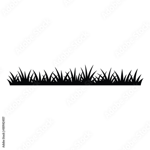 Simple black silhouette of grass blades against a white background