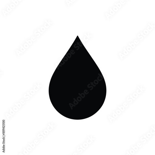 Simple black teardrop shape isolated on a stark white background