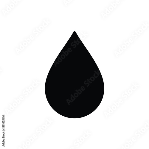 A simple black droplet shape isolated on a plain white background