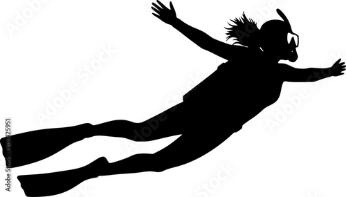 Woman Diving silhouette vector illustration isolated on white background

