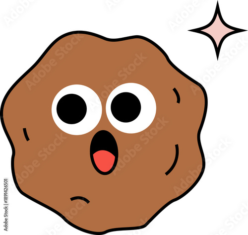 Cute meteor asteroid character illustration, space vector