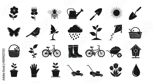 Gardening icons set for garden lovers and enthusiasts