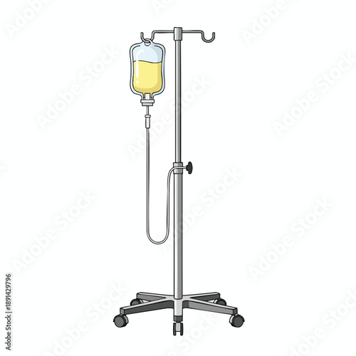 Medical IV Drip Stand with Saline Solution
