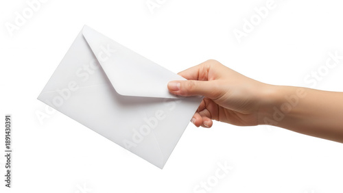 Wallpaper Mural Hand holding white envelope isolated on transparent background Torontodigital.ca