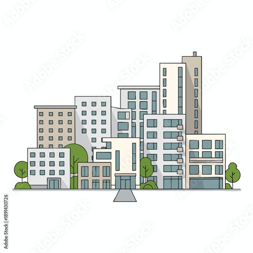Urban Buildings with Trees