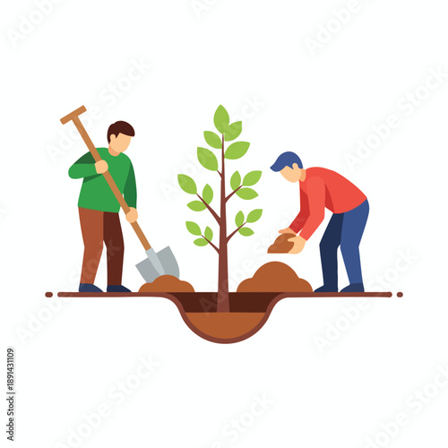 People Planting a Tree Together