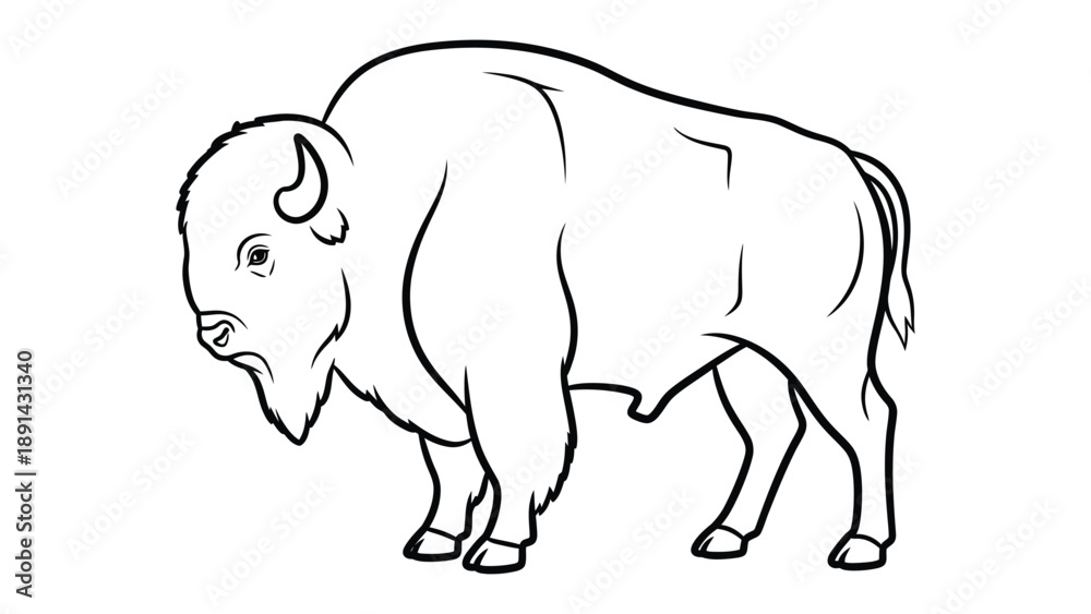 Fototapeta premium Robust Bison Silhouette: A striking silhouette of a majestic bison, exuding strength and resilience, perfect for illustrating power and the beauty of the wild.