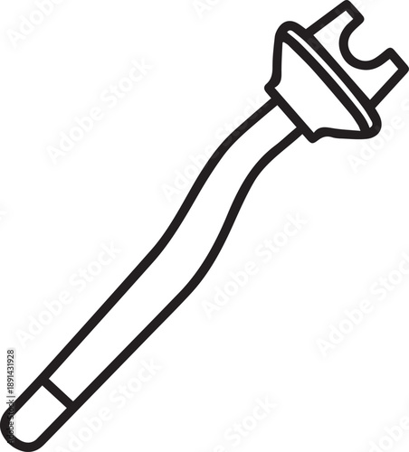 Dental suction tip for saliva removal, an outline icon vector illustration of an essential tool used during various dental procedures and treatments