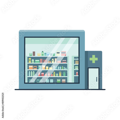 Pharmacy Storefront with Medical Supplies
