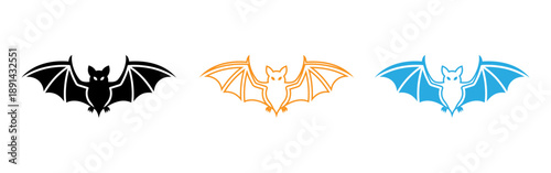 Colorful bat silhouettes