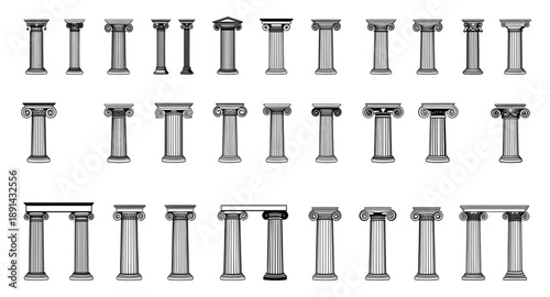 columns, pillars, ancient architecture, classical architecture, greek temple, roman temple, antique ruins, historic ruins, heritage site, archaeology site, old monument, ancient stone, marble column, 