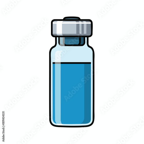 Medical Vial with Blue Liquid Illustration