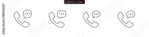 telephone call icon with speech bubble talk icon. call center icon with chat bubble line icon. phone speaking or talking signs. outline, editable stroke icons