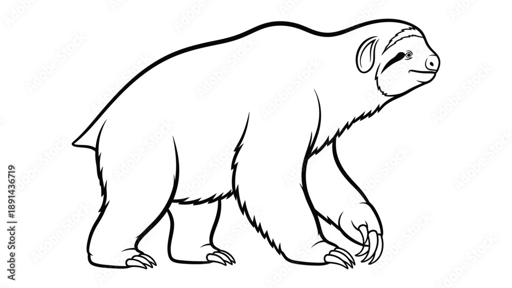 Fototapeta premium Line Drawing Sloth: This engaging illustration showcases the gentle essence of a sloth, its relaxed pose and captivating details.