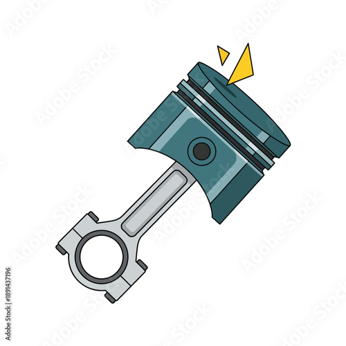 Automotive Engine Piston and Connecting Rod Vector Icon. Mechanic Component for Car Repair and Service Illustration.