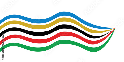 abstract wavy stripes with the colors of Paris Olympics games 2024 . vector illustration