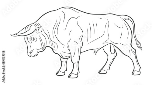 Majestic Bull: A powerful bull stands proudly, its muscular form and imposing horns exuding strength and resilience.