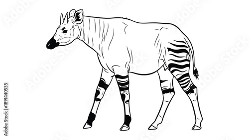 Okapi Illustration: This illustrative depiction of an okapi showcases the creature's unique blend of zebra stripes and giraffe-like features, capturing the essence of its elusive beauty.