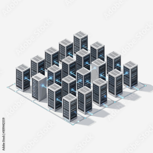 Server Room Racks Data Center Technology.