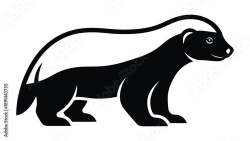 Stylized Skunk Silhouette: A sleek, minimalist illustration showcases a skunk in profile, its striking black and white pattern emphasizing its iconic form. 