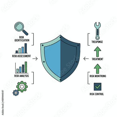 Risk Management Process Infographic with Shield