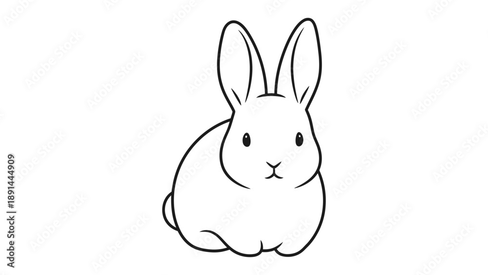 Obraz premium Simple Rabbit illustration: A cute rabbit illustration with clean lines and a friendly demeanor. The rabbit appears relaxed and inviting, perfect for illustrating stories and designs. 