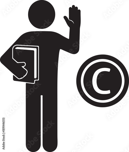Person holding copyright symbol