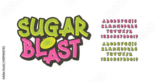Sugar Blast compose alphabet. Colorful candy typography.