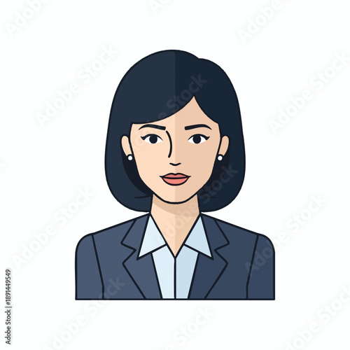 Professional Businesswoman with Dark Hair in Formal Attire