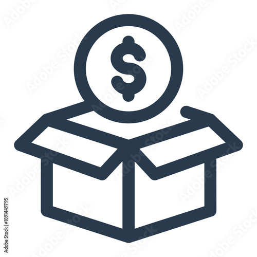 Fundraising campaign nonprofit donation box icon