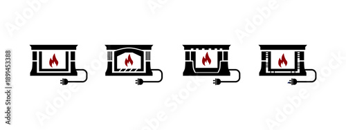 electric fireplace icon. electric fireplace flat style - stock vector.