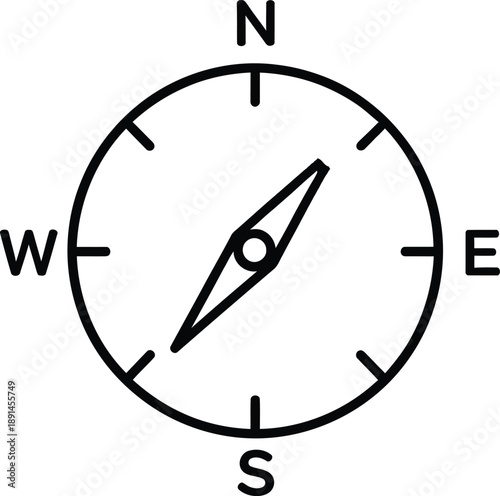 A simple black and white compass illustration