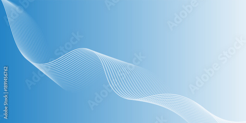 Abstract white wavy glowing lines on a blue background. Futuristic digital high-technology pattern. Health Care concept. Vector illustration