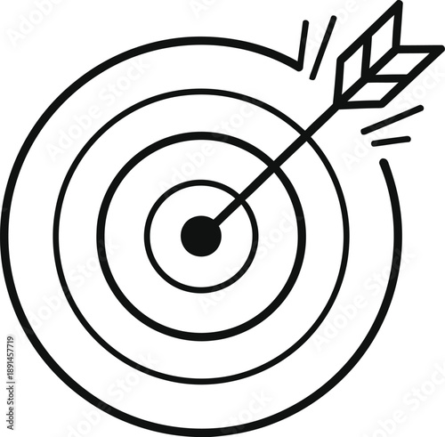 Bullseye target with arrow in motion