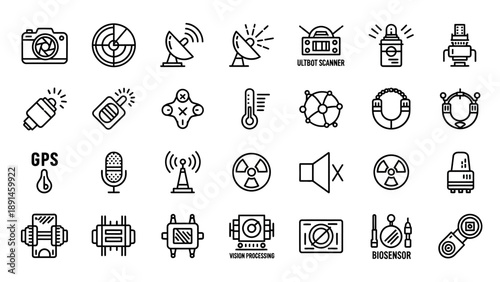 Collection of Simple Black Technology Icons.