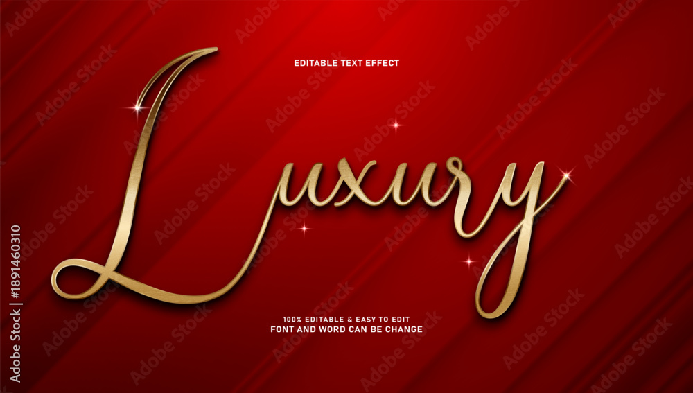 Obraz premium Luxury Gold Text Effect on Elegant Red Silk Background with Sparkling Glitter