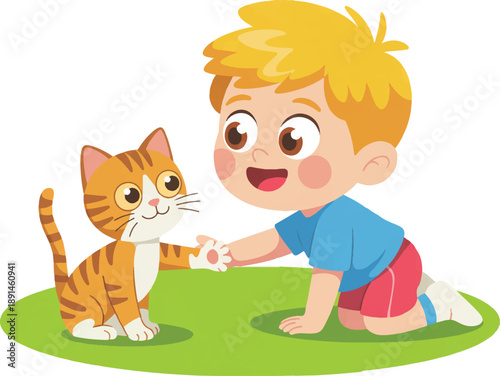 boy and cat