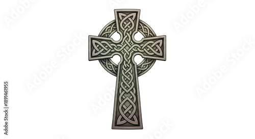 Celtic cross with green and gray knotwork—symbolizing Irish faith, heritage, and spiritual pride for St. Patrick’s Day.