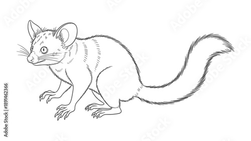 Sketch of a Bushbaby: An elegantly rendered sketch showcases a captivating bushbaby, its delicate features brought to life through intricate linework, embodying the essence of wildlife artistry.