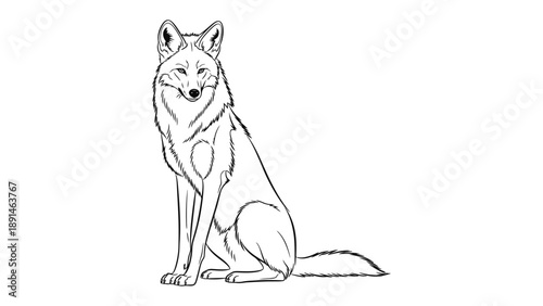 Lone Wolf's Gaze: An artistic illustration captures the majestic presence of a lone wolf, seated with serene confidence. With its piercing gaze, the wolf embodies solitary power and untamed elegance.