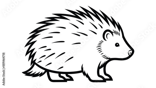 Hedgehog Silhouette: A simple outline drawing of a hedgehog, showcasing its iconic spiky exterior and adorable features. 