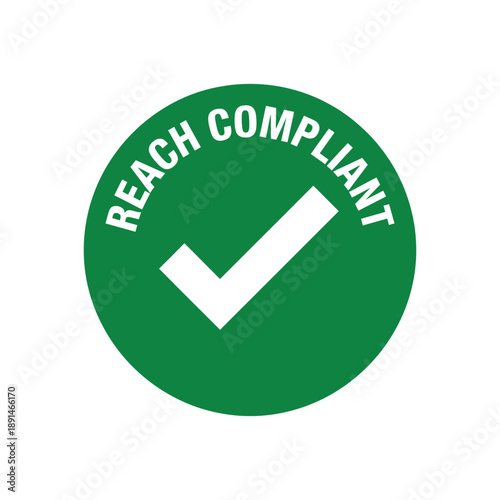 Green circular compliance badge with a white checkmark symbol