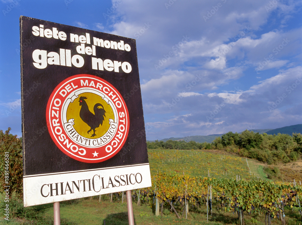 Obraz premium Road sign indicating the route in Tuscany
